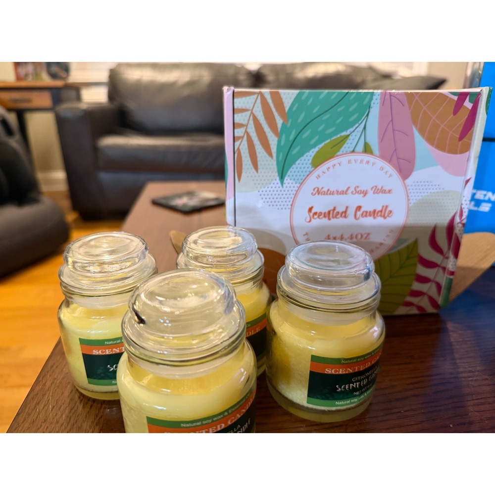 Happy Every Day Scented Candles Gift Set - 4-Pack Citronella Soy Wax 4.4 oz Each